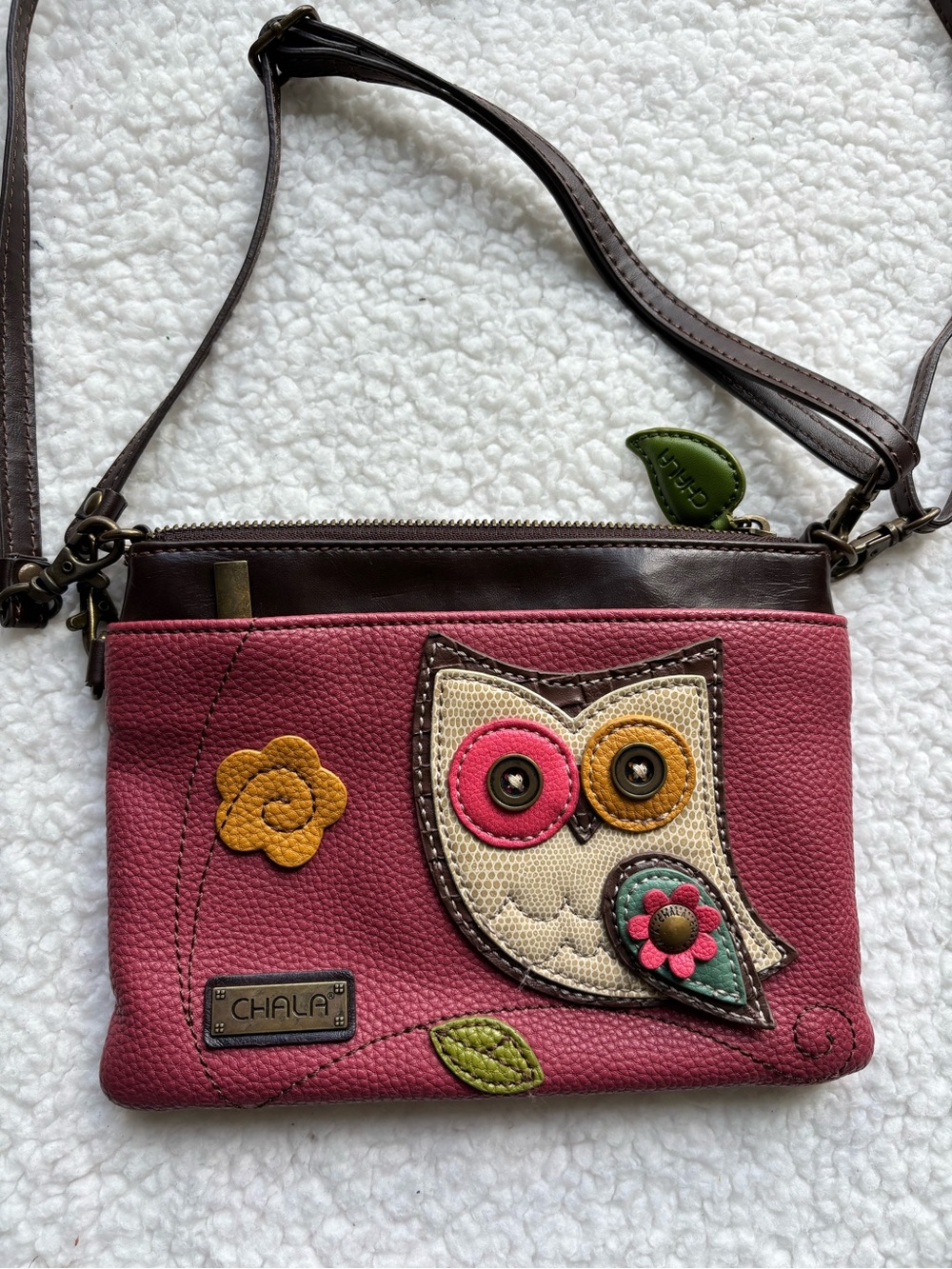 Chala Pink Owl Mini Crossbody Handbag Convertable Removable Straps